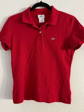 Red Lacoste polo womens top Size 40